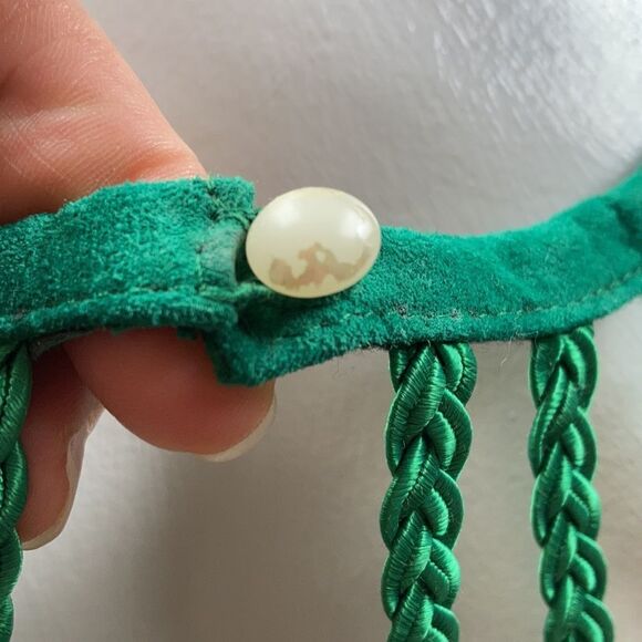 Danier Leather Genuine Suede Leather Emerald Green Halter Bodycon Mini Dress - Picture 7 of 8